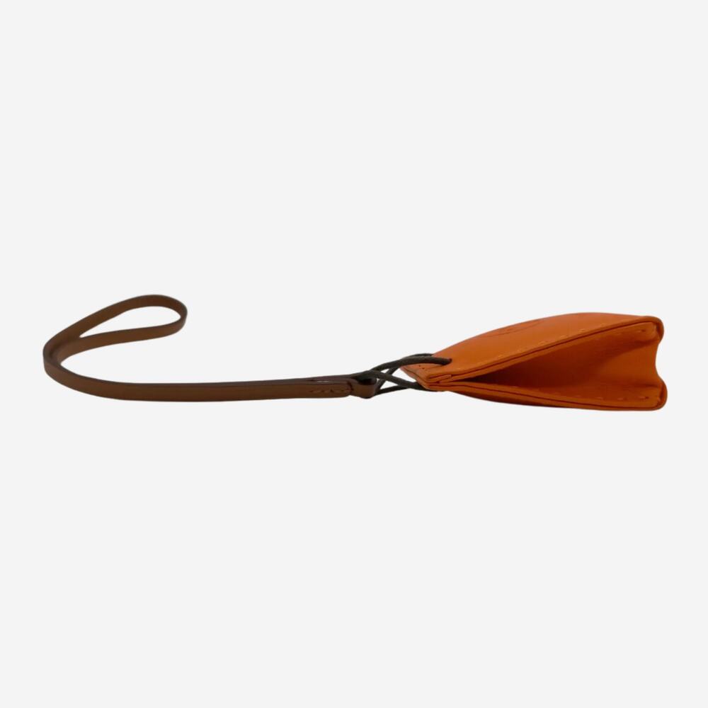 Hermes Orange Shopping Bag Purse Charm - Picture 2 of 8